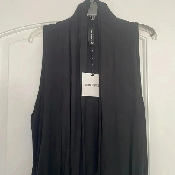 NWT Agnes & Dora Cascade Vest Cardi Black Pockets Soft Sz M - Picture 6 of 11